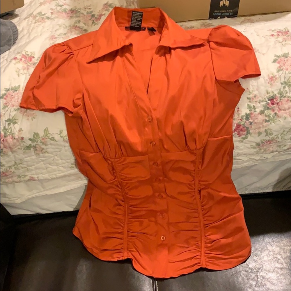 Orange button up shirt